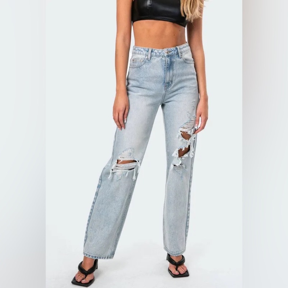 Edikted Wide or Die Ripped Jeans